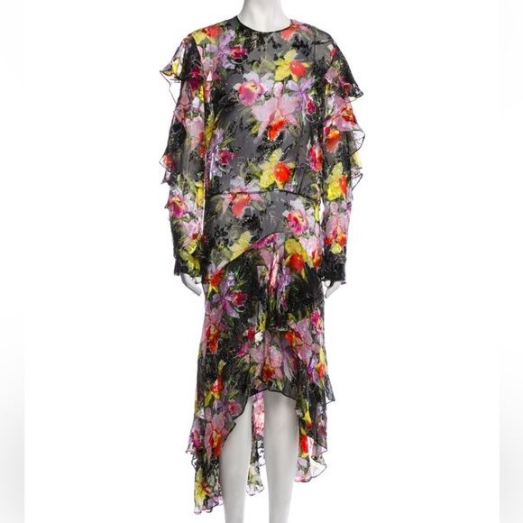 Preen by Thornton Bregazzi Floral Ruffle Dress size L - Picture 6 of 6